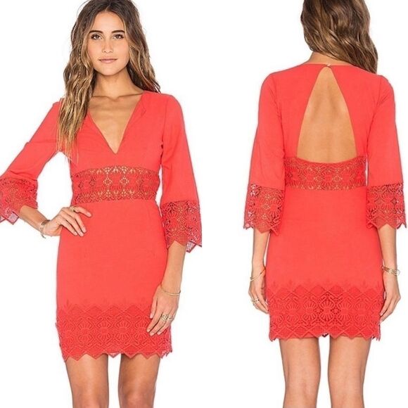 Nightcap Dresses & Skirts - nightcap Tulum Cutout lace trim mini dress